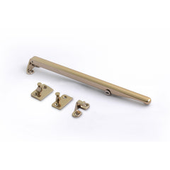 Standard architectural locking casement stay in polished chrome or satin nickel finishes.