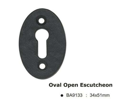 Black antique oval open escutcheon -34x51mm