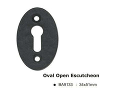 Black antique oval open escutcheon -34x51mm