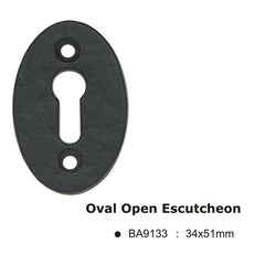 Black antique oval open escutcheon -34x51mm
