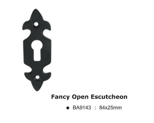Black antique fancy open escutcheon -84x25mm