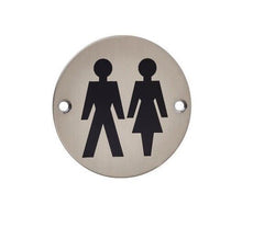 SILVER STAINLESS STEEL LADIES GENTS UNISEX WC TOILETS BATHROOM DOOR SIGNS NOTICE
