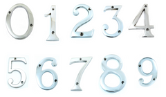 House Door Numerals Numbers - Number 0 to 9 in Polished Chrome Finish 75mm