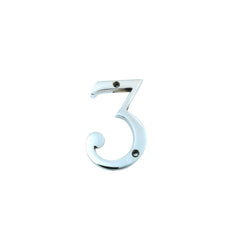 House Door Numerals Numbers - Number 0 to 9 in Polished Chrome Finish 75mm