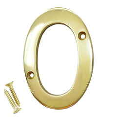 House Door Numerals Numbers - Number 0 to 9 in Polished Brass Finish 75mm