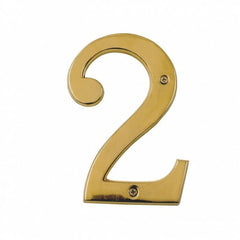 House Door Numerals Numbers - Number 0 to 9 in Polished Brass Finish - 50mm