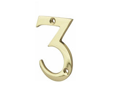 House Door Numerals Numbers - Number 0 to 9 in Polished Brass Finish 75mm