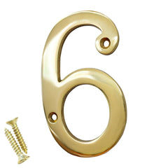 House Door Numerals Numbers - Number 0 to 9 in Polished Brass Finish - 50mm