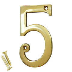 House Door Numerals Numbers - Number 0 to 9 in Polished Brass Finish 75mm