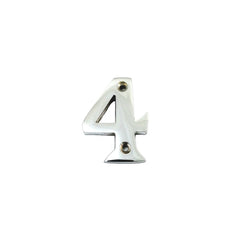 House door numerals numbers - numbers : 0 - 9 in polished chrome finish - 50 mm