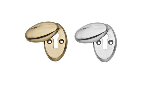 Oval design door lock keyhole cover escutcheon polished chrome & polished brass