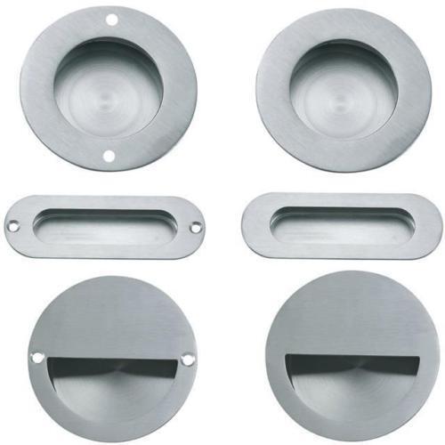 Flush Pull for Sliding Door in Satin Finish Circular Oval Rectangular Recessed