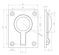 50x63mm pb flush pull