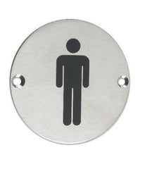 Zss01ss male toilet sign sex symbol 76mm dia satin stainless steel from the