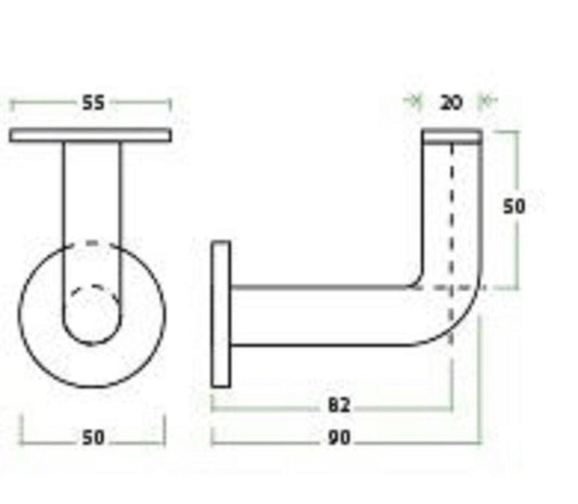 Solid stainless steel zas45 handrail bracket with concealed rose