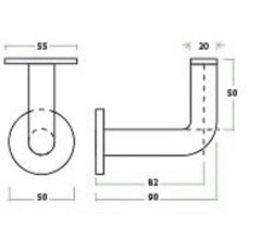 Solid stainless steel zas45 handrail bracket with concealed rose
