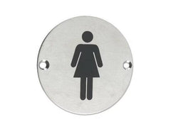Zss02ss female toilet sign sex symbol 76mm dia satin stainless steel from the