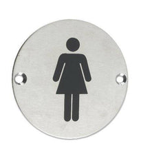 Zss02ss female toilet sign sex symbol 76mm dia satin stainless steel from the