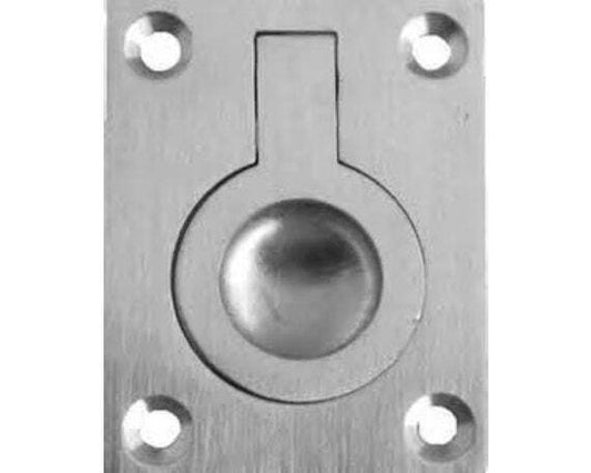 Flush ring pull handle 38mm x 50mm - satin chrome