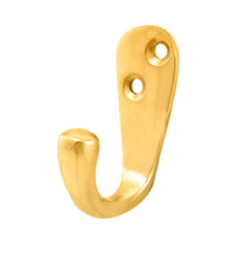 Carlisle brass aa26 victorian single robe hook, polished brass, 46 mm x 19 mm