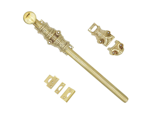 Surface Sliding Bolt-12"|12 inch|Door Bolt|Bolt with Decorative knobs|Oval knob Sliding Bolts|Polished Brass