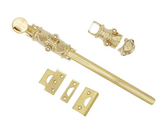 Surface Sliding Bolt-12"|12 inch|Door Bolt|Bolt with Decorative knobs|Oval knob Sliding Bolts|Polished Brass