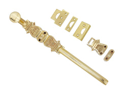 Surface Sliding Bolt-12"|12 inch|Door Bolt|Bolt with Decorative knobs|Oval knob Sliding Bolts|Polished Brass