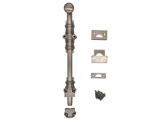 Surface Sliding Bolt-12"|12 inch|Door Bolt|Bolt with Decorative knobs|Oval knob Sliding Bolts|Satin Nickel