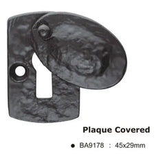 Black Antique Plaque Covered Escutcheon - 45x29mm