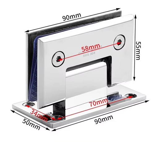 Glass to Glass 90 Degree Hinge – Bevelled Corner