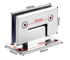 Glass to Glass 90 Degree Hinge – Bevelled Corner