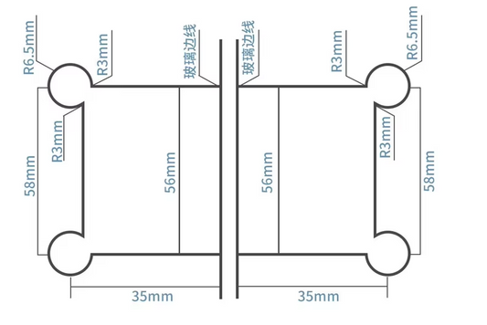 Glass to Glass 180 Degree Hinge – Bevelled Corner