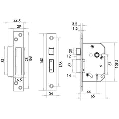 BS3621 - 5 Lever Sash Lock - 64mm & 76mm - British Standard