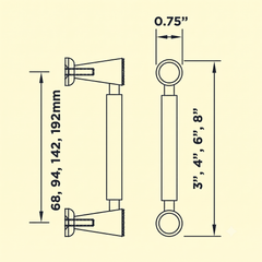 Bristol Luxury Interior Handle for Cabinet & Wardrobe Doors (Multiple Sizes)