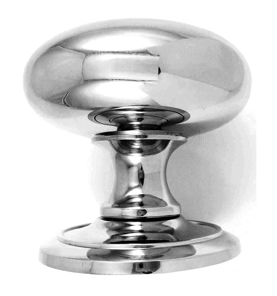 Omega Centre Door Knob by Euro Art, 100mm x 90mm, available in Polished Chrome and Satin Nickel. A high-quality, functional design that enhances doors with elegance and durability, perfect for various door styles
