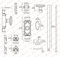 Oval Knob Stephaney Espagnolette Lock Bolt for up to 9 Feet High Doors & Windows