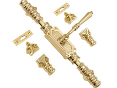 Lever Handle Door Brass Espagnolette Bolt - Upto 9 feet Doors