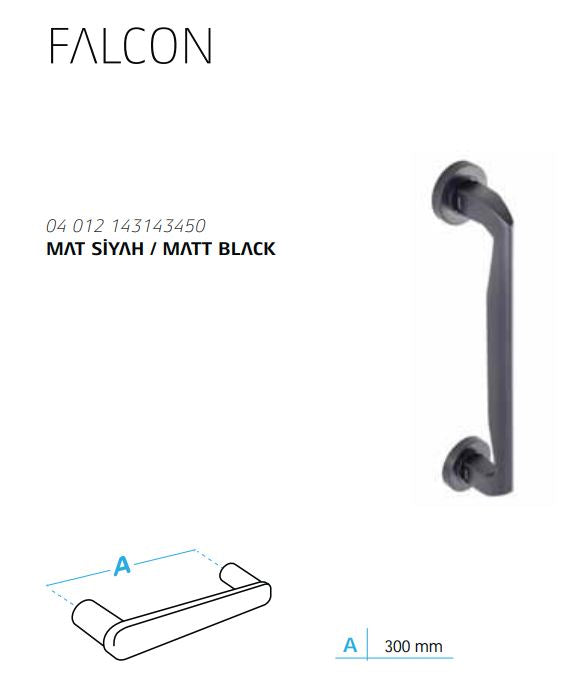 Turkish Falcon pull door handle, 300mm in length, designed for modern commercial and residential doors, combining style and functionality