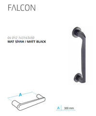 Turkish Falcon pull door handle, 300mm in length, designed for modern commercial and residential doors, combining style and functionality