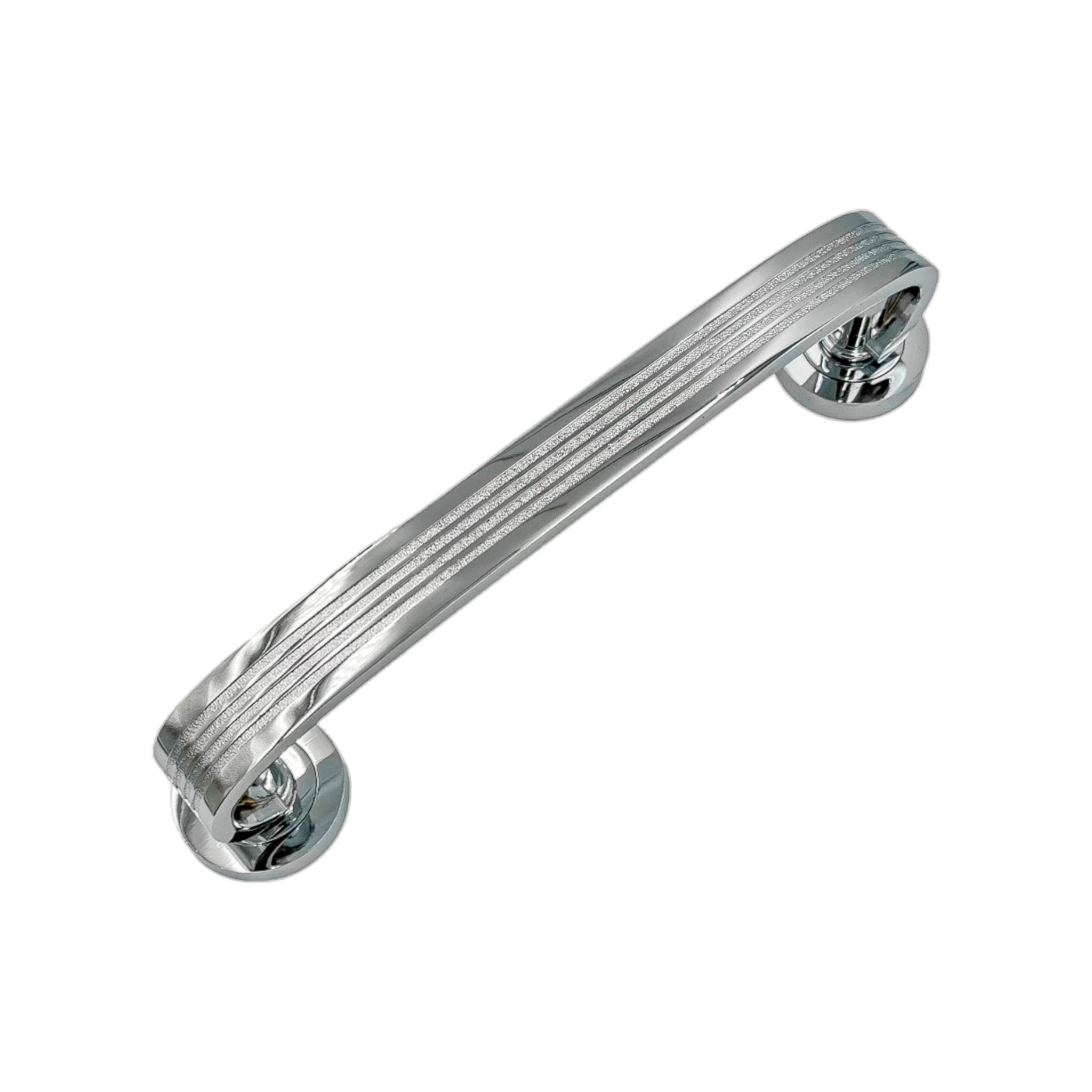 Orchid solid brass pull handle on backplate, 300mm long and 52mm wide, with a polished chrome finish, offering a secure grip and stylish design for doors.