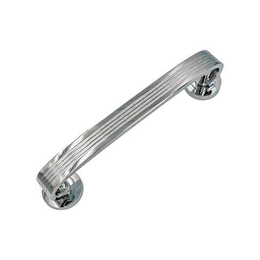 Orchid solid brass pull handle on backplate, 300mm long and 52mm wide, with a polished chrome finish, offering a secure grip and stylish design for doors.