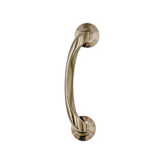 Luna solid brass door pull handle, 250mm in length and 50mm wide, with polished chrome and satin nickel finishes, designed for durability and style with a comfortable grip.