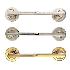Prior solid brass pull handle, 229mm in length and 51mm wide, available in polished brass, polished nickel, and satin nickel finishes, ideal for contemporary interior doors