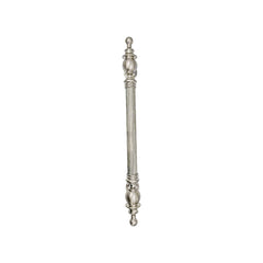 Cassia solid brass pull handle with a classic vintage design, 480mm long and 39mm wide, featuring a satin nickel finish, ideal for traditional-style doors.