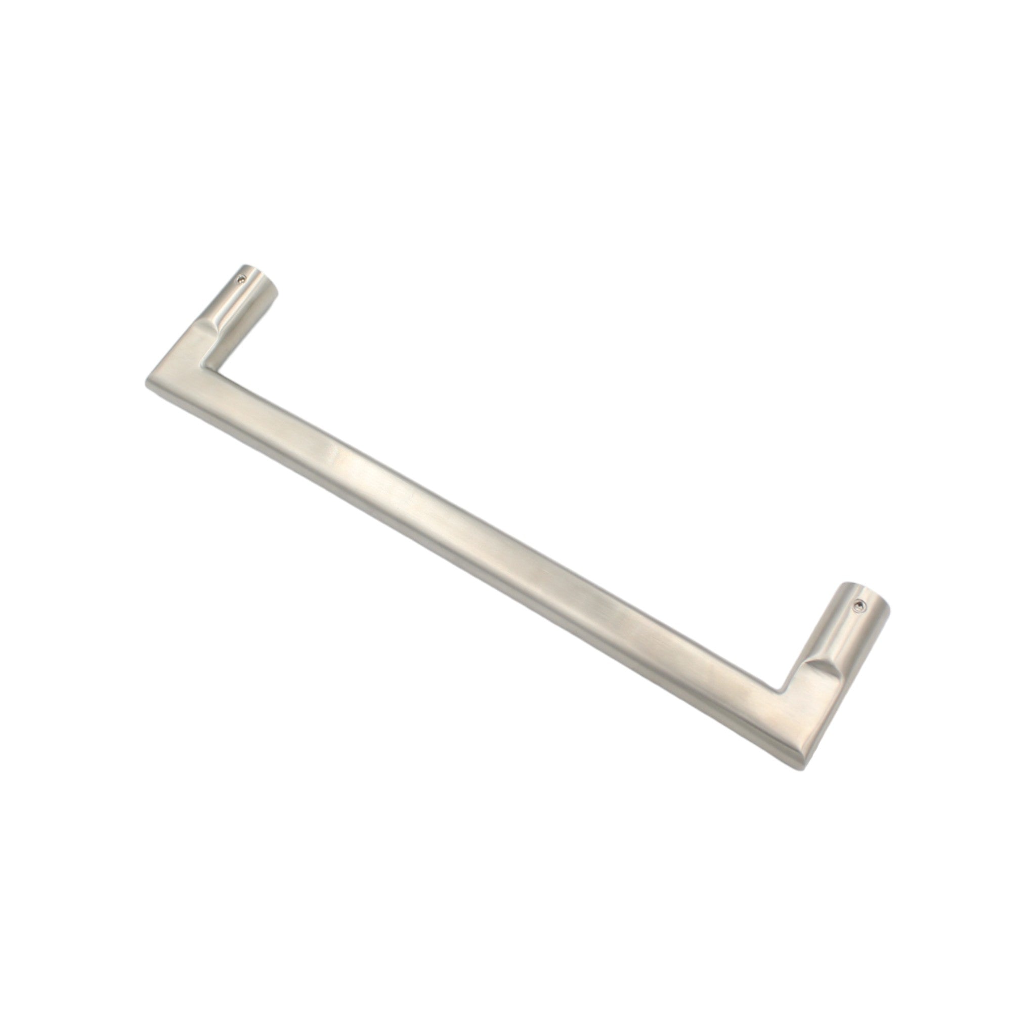 heavy-duty door pull handle, 275mm in length, made of satin stainless steel, with a back-to-back pair design, suitable for 35-55mm thick doors and includes fixing screws.