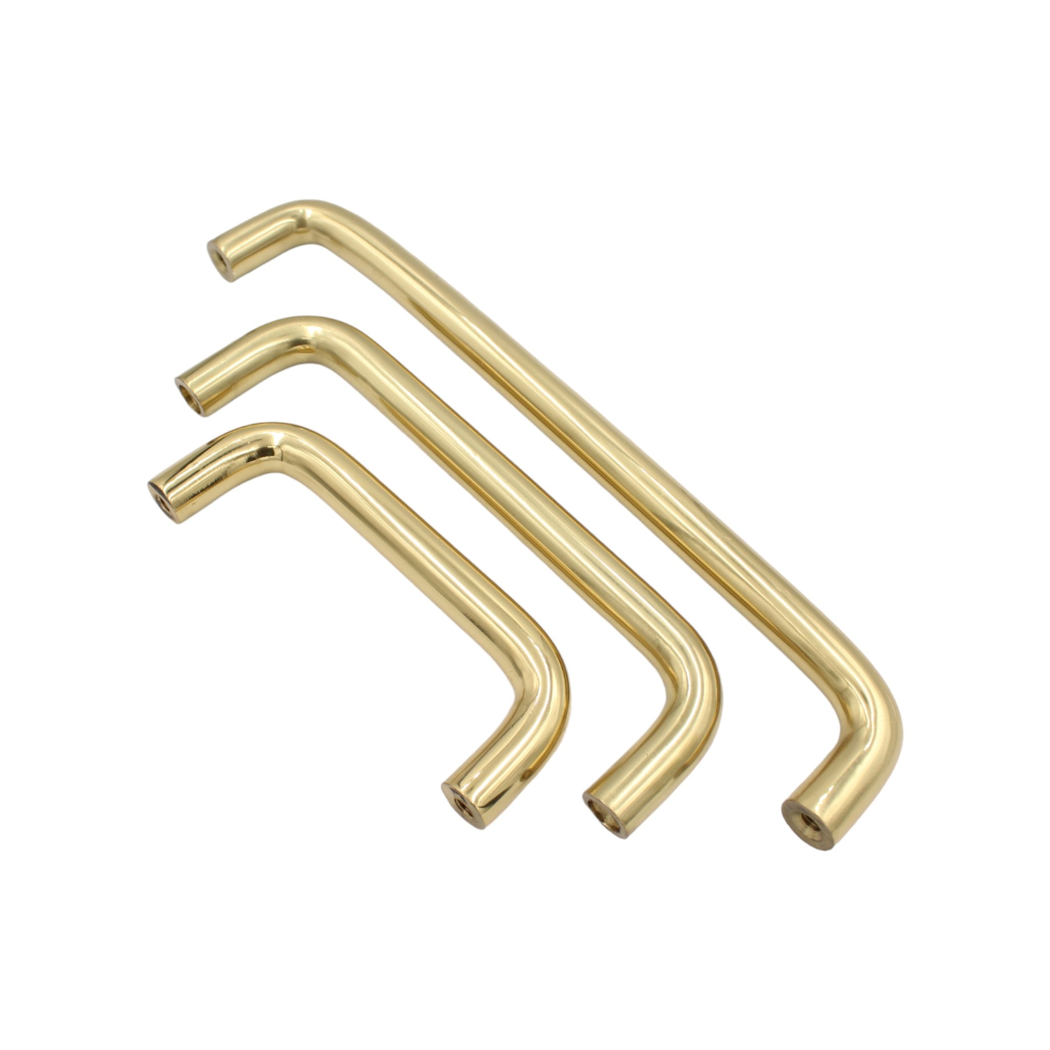 Compact 150mm D Bend door pull handle with a bolt-through design for sturdy installation, ideal for high-traffic commercial and residential doors