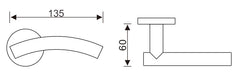 Tubular Lever on Rose - 135 x 60mm