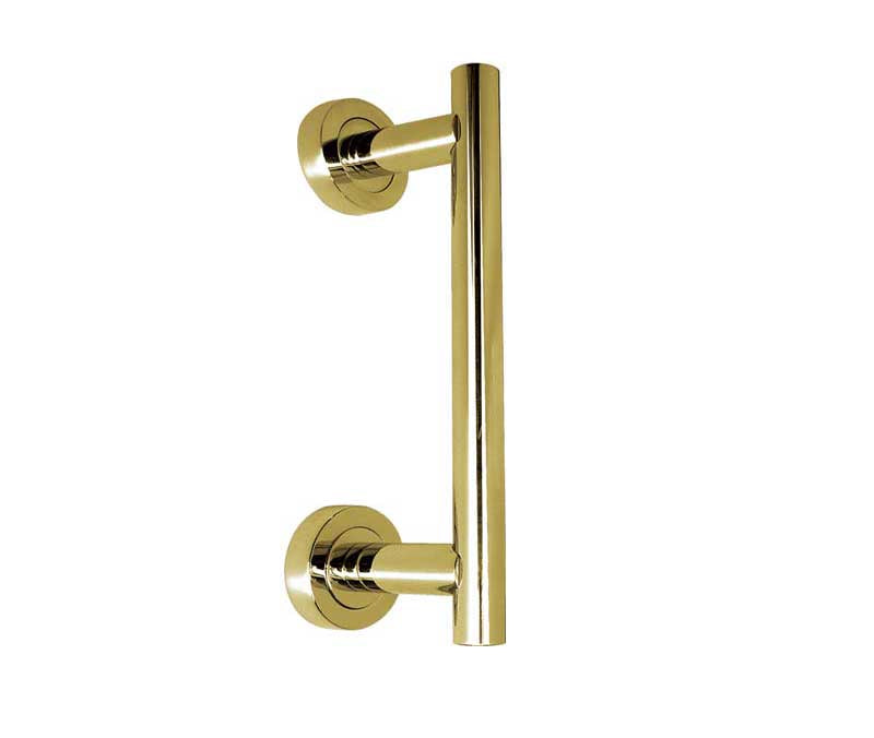 stylish georgian pull handles, ideal for adding elegance to home and office doors. Available in polished brass, satin nickel and polished nickel finish.