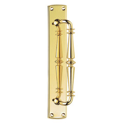 Renata Door Solid Brass Pull Handle on Backplate - 382mm x 64mm