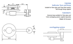 SSS Glass Indicator Lever & Keep Grade 316